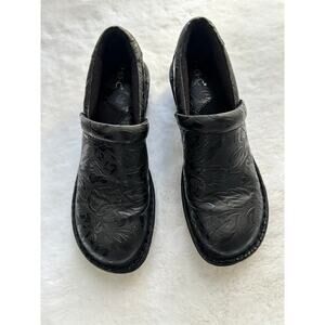 BOC Born Concept Peggy Black Floral Tooled Slip On Clog Womens Y2K 90s Size 8